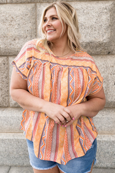 Geometric Print Short Sleeve Top