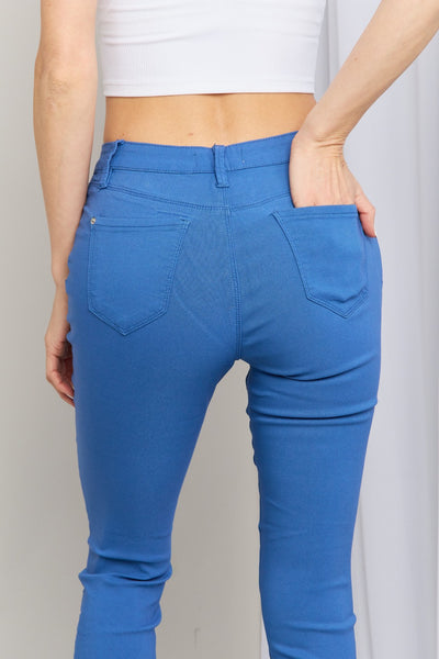 YMI Jeanswear Kate Hyper-Stretch Mid-Rise Skinny Jeans in Electric Blue