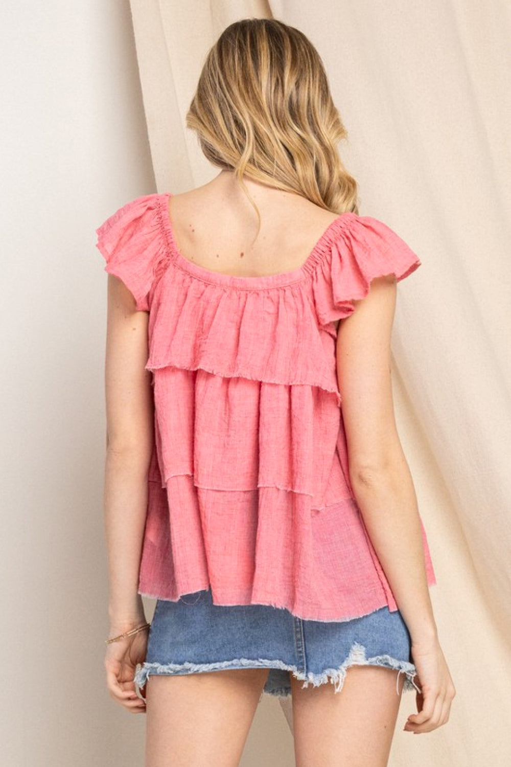 ODDI Buttoned Ruffled Top