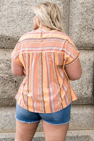 Geometric Print Short Sleeve Top