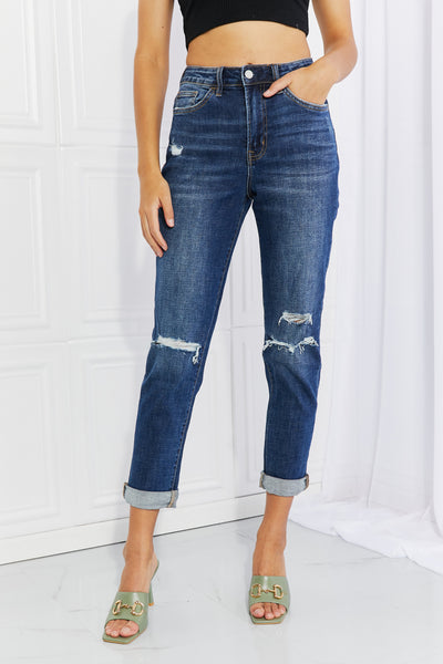 Vervet by Flying Monkey Distressed Cropped Jeans with Pockets