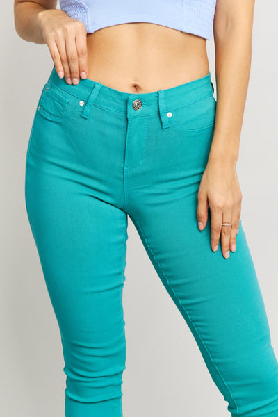 YMI Jeanswear Kate Hyper-Stretch Mid-Rise Skinny Jeans in Sea Green