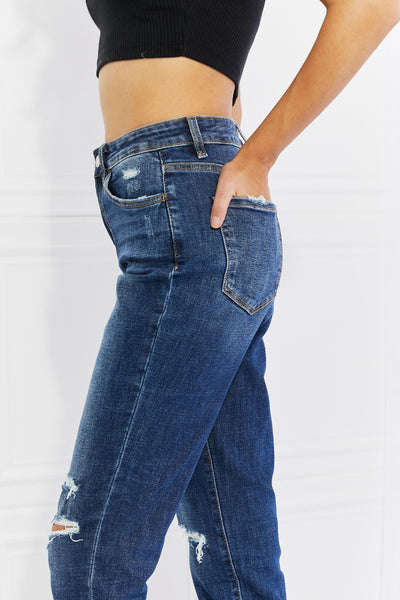 Vervet by Flying Monkey Distressed Cropped Jeans with Pockets