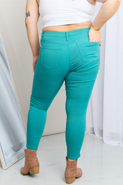 YMI Jeanswear Kate Hyper-Stretch Mid-Rise Skinny Jeans in Sea Green